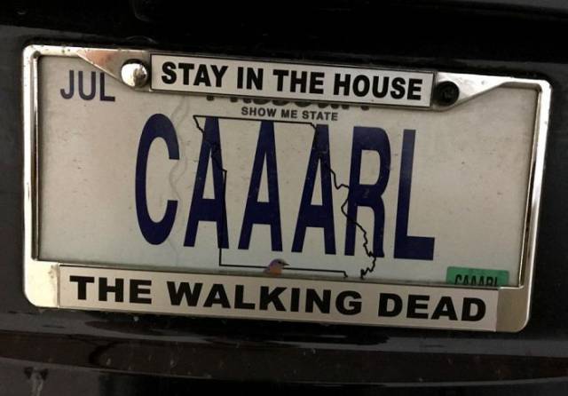 vehicle registration plate - I Stay In The House Show Me State Caaarl Paarl The Walking Dead