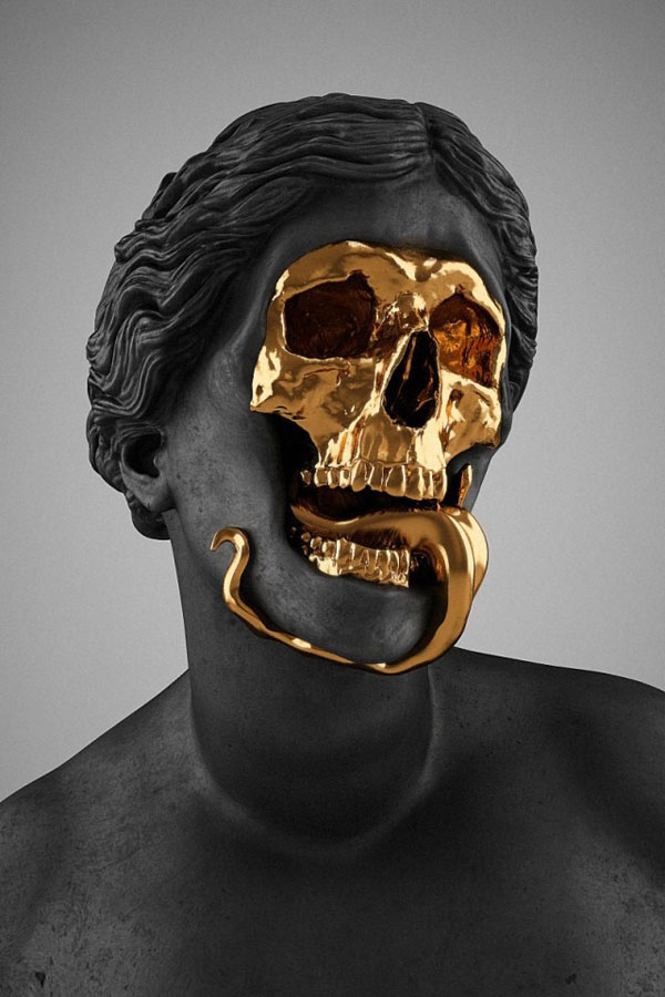 gold skull face