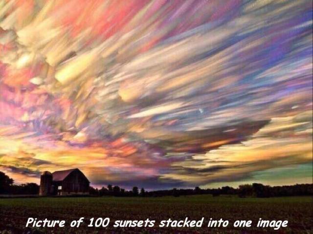 time lapse photo of hundreds of sunsets - Picture of 100 sunsets stacked into one image