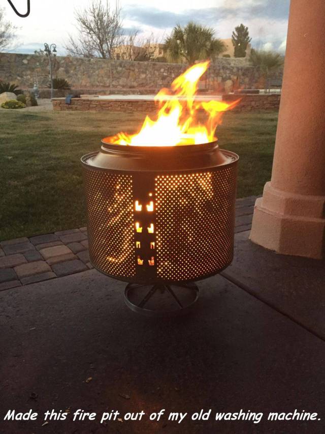 washing machine fire pit - Made this fire pit out of my old washing machine.