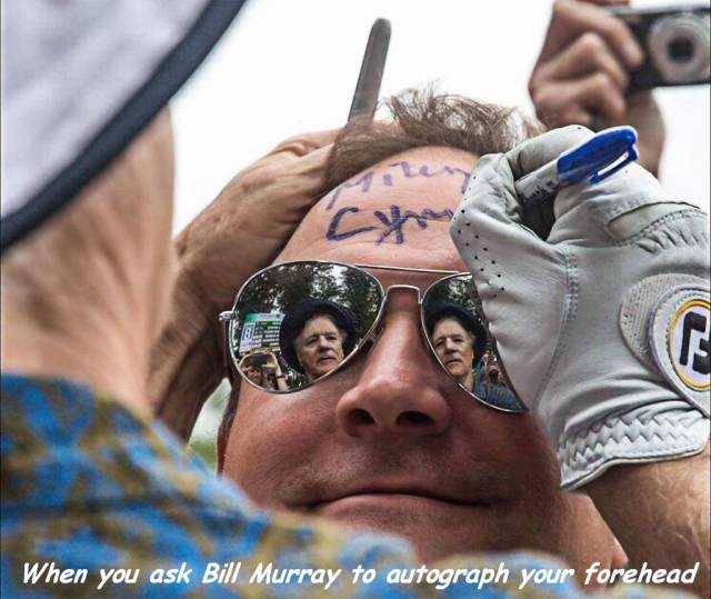 bill murray miley cyrus - When you ask Bill Murray to autograph your forehead