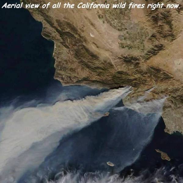fun photo wildfires from space - Aerial view of all the California wild fires right now.