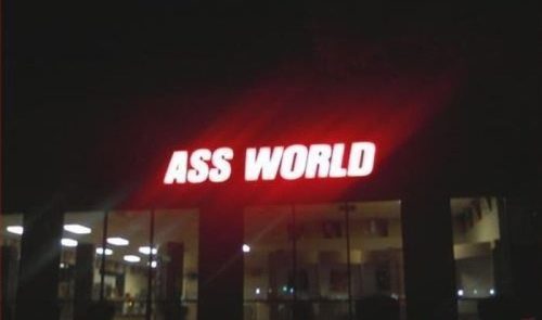 funny broken neon signs - Ass World