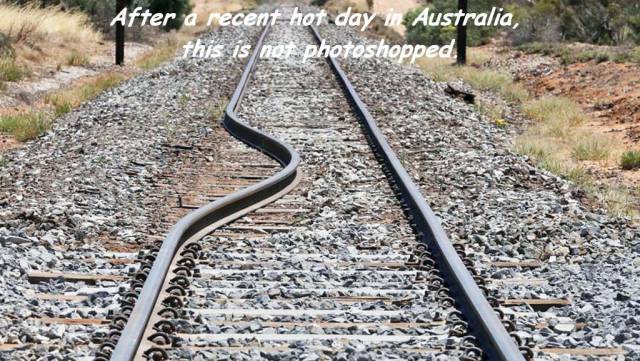 railway track buckle - After a recent hot day in Australia, this is not photoshopped Sa