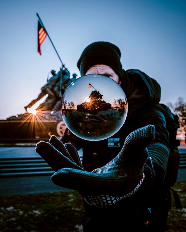 random photography perspective crystal ball