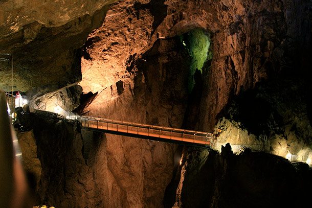 Located in Slovenia, the Škocjan Caves are exceptional for their extreme depths. They go down 656 feet (200 m), have one of the largest underground chambers, and are popular for studying the karstic phenomena.