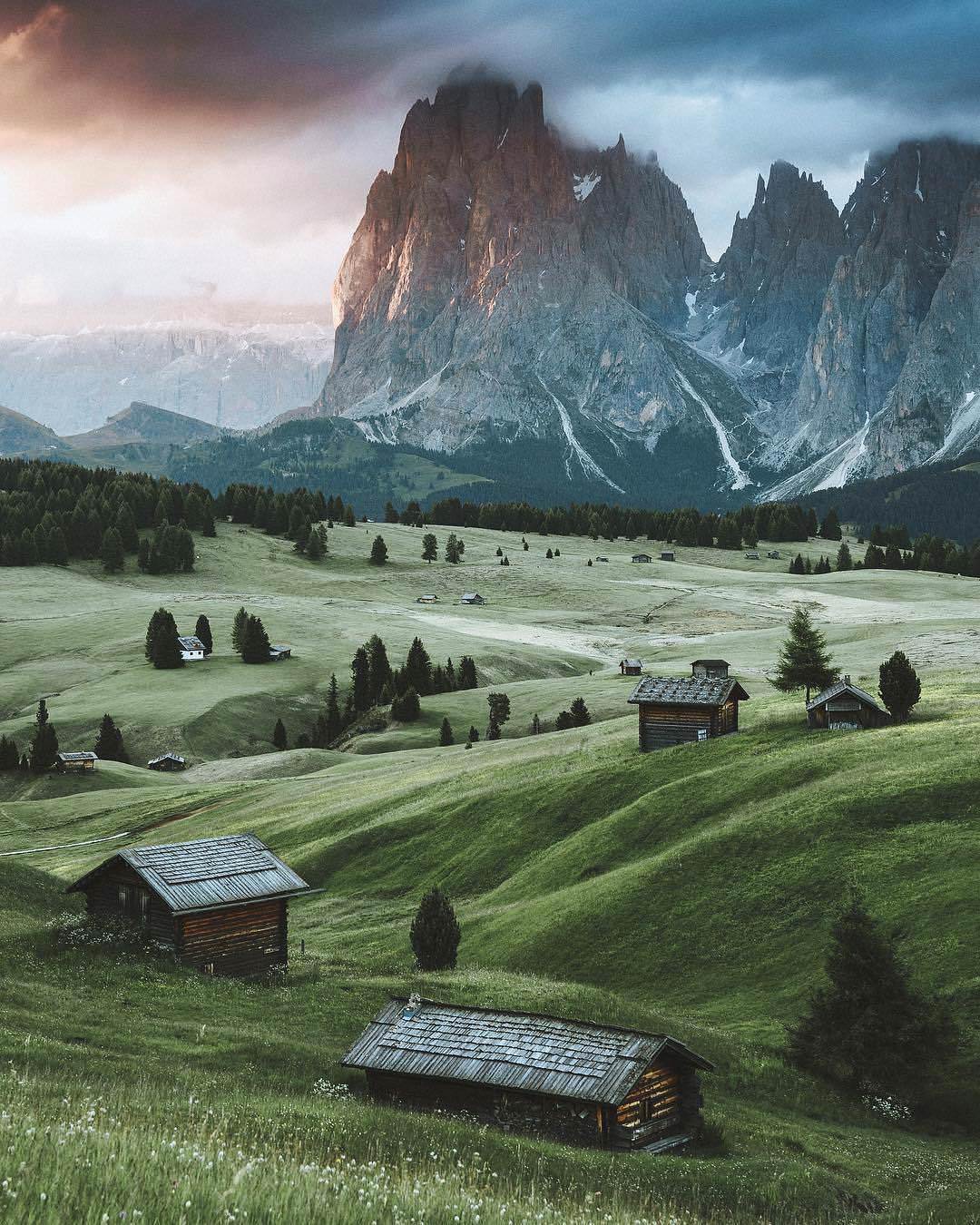 Sunrise in South Tyrol, Italy.