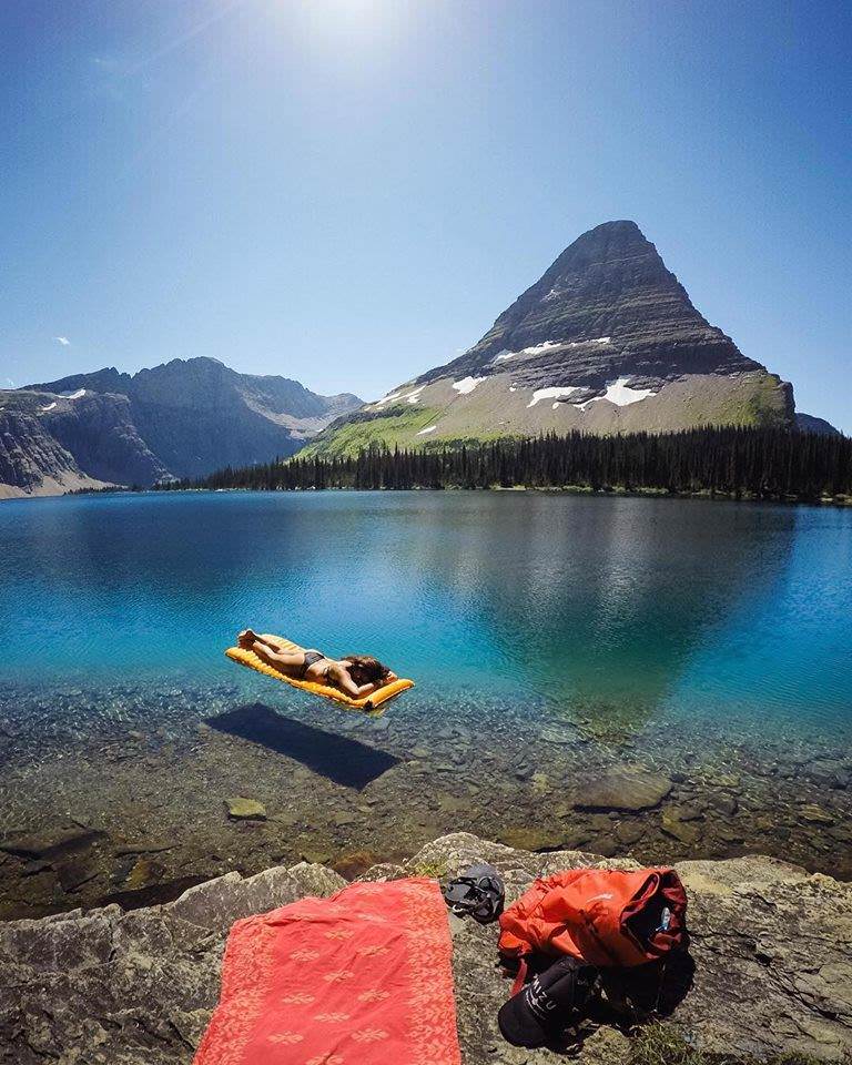 This crystal blue water is located in Glacier National Park, Montana.