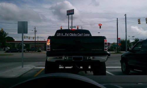 South Carolina-Whatever happened to southern hospitality?

Maybe it was swept away in the fumes from this vehicle that is obviously compensating for something.