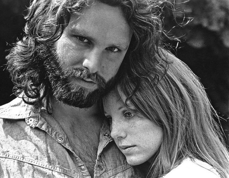 Here's a nice shot of Jim Morrison of The Doors with his wife Pamela. The Doors formed back in 1965, with vocalist Jim Morrison, keyboardist Ray Manzarek, guitarist Robby Krieger, and drummer John Densmore. In addition to being one of the most influential rock groups of the era, they were also among the most controversial.