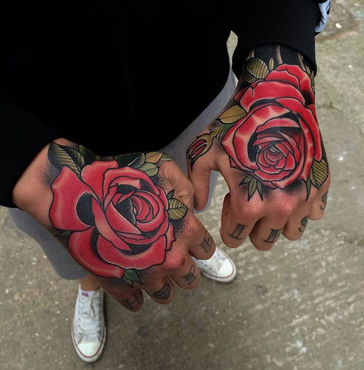 random pic rose hand tattoo