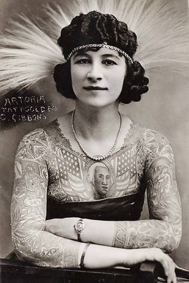 Atoria Gibbons, who made a name for herself as a tattooed woman, wouldn't stand out at all these days.