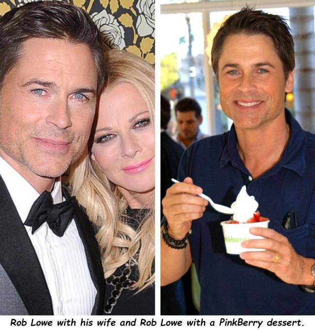 rob lowe wife - Rob Lowe with his wife and Rob Lowe with a PinkBerry dessert.