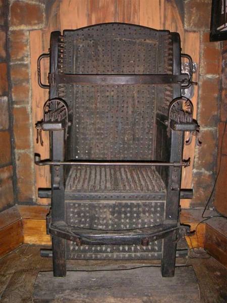 Iron Chair

A terrifying Medieval torture device, the Iron Chair invoked about as much fear looking at it as being subjected to it. Covered in hundreds of sharp spikes, the victim would be forced to sit on it. They’d then be strapped down and the torturers would light a fire underneath the chair to roast the victim.