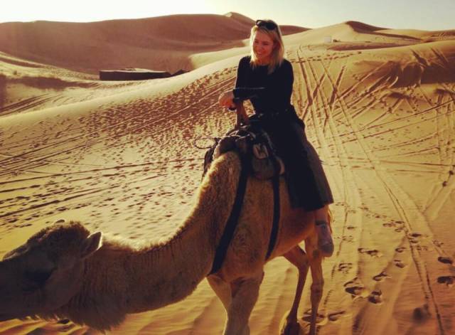 As well as having a dedicated work ethic, Eva gets to travel a lot. Here she is in Morocco.