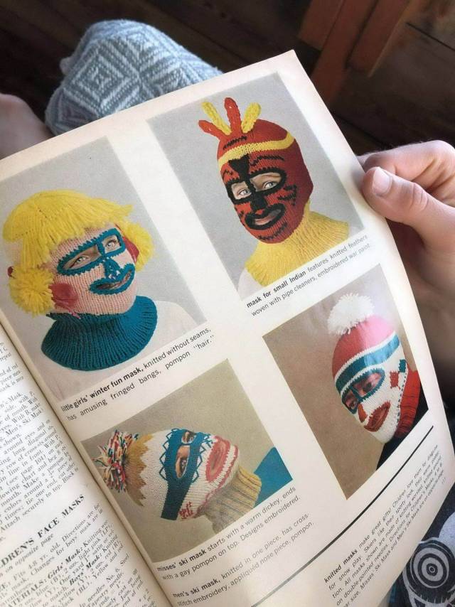 crochet - mask for small Indian features knitted feather woven with pipe cleaners, embroidered httle girls' winter fun mask, knitted without seams, has amusing fringed bangs, pompon "hair. with th With B Men' around and in long donalds A nie in front with