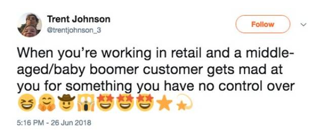 diagram - Trent Johnson When you're working in retail and a middle agedbaby boomer customer gets mad at you for something you have no control over