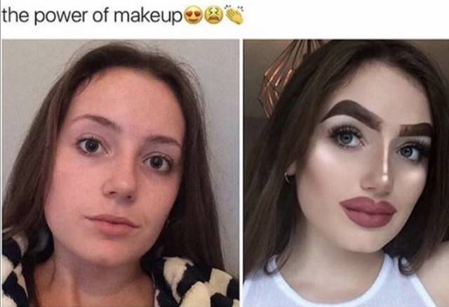 side by side meme showing the power of makeup