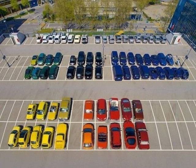 color coded parking cars