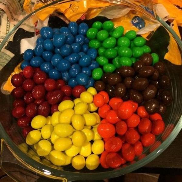 separated M&Ms
