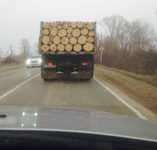 wood stacked on a truck