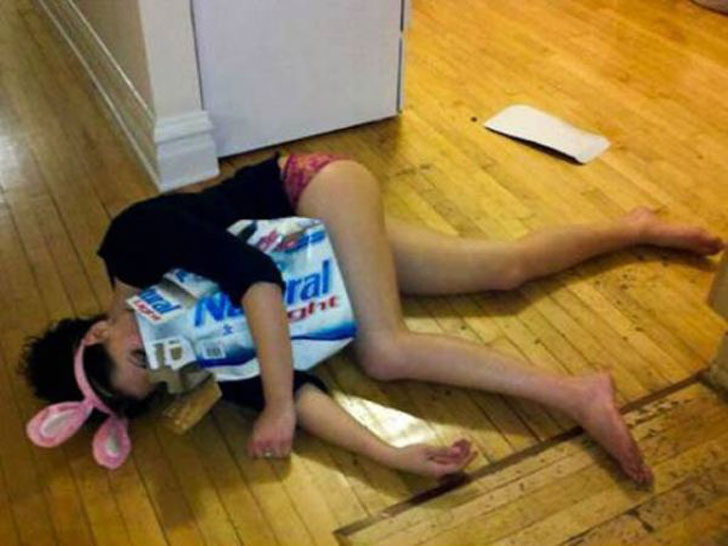 drunk person on floor