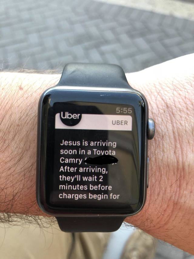 mobile phone - Uber Uber Jesus is arriving soon in a Toyota Camry After arriving, they'll wait 2 minutes before charges begin for