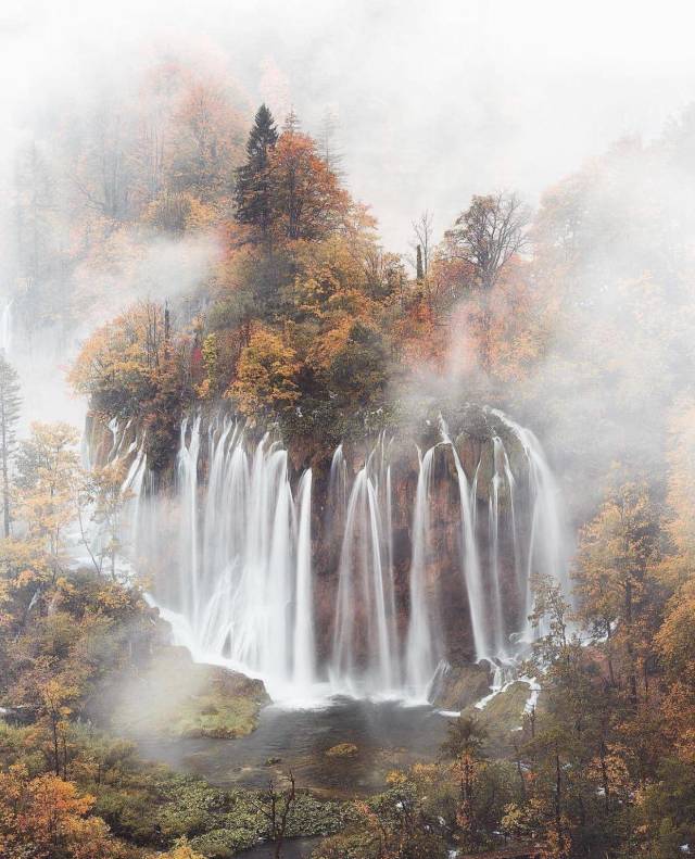 foggy waterfall