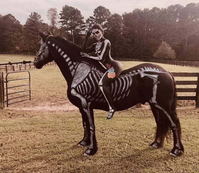 cool pic skeleton girl on horse