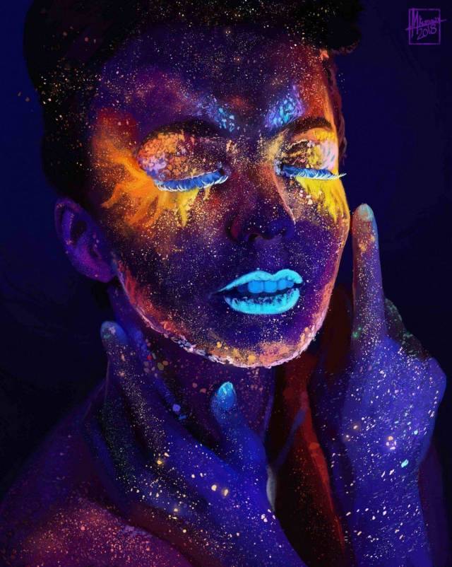 cool pic neon paint girl