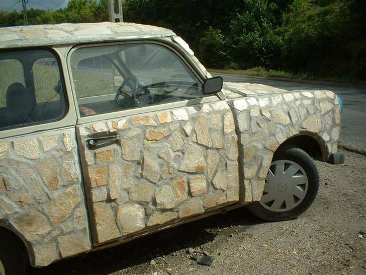 car made out of rock