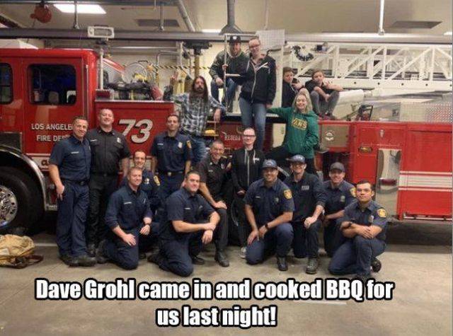 Los Angeles Fire De Dave Grohl came in and cooked Bbq for us last night!