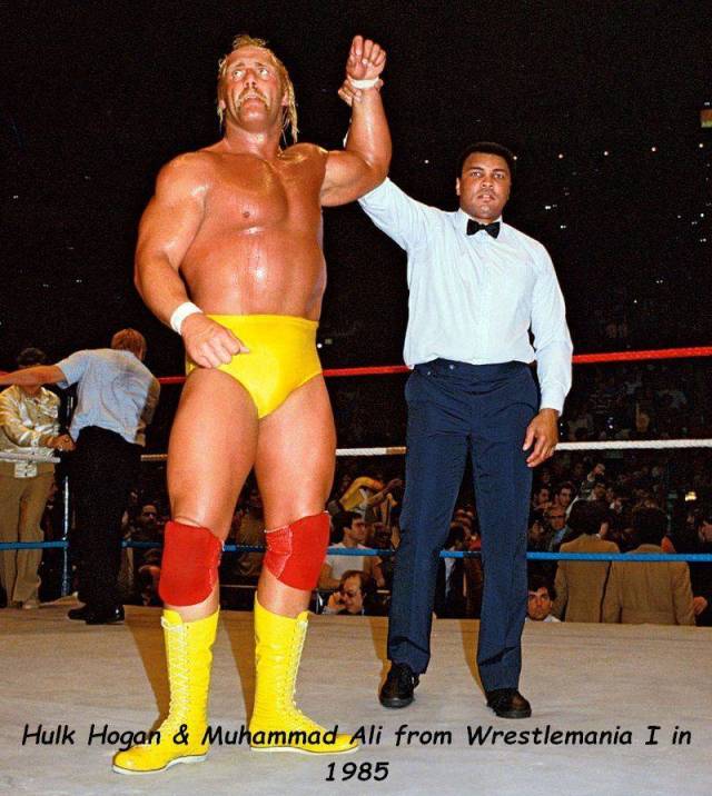 hulk hogan muhammad ali - Hulk Hogan & Muhammad Ali from Wrestlemania I in 1985