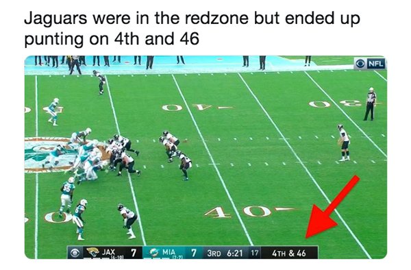 memes - games - Jaguars were in the redzone but ended up punting on 4th and 46 Onfl Jax,7 Mia, 7 3RD 17 4TH & 46