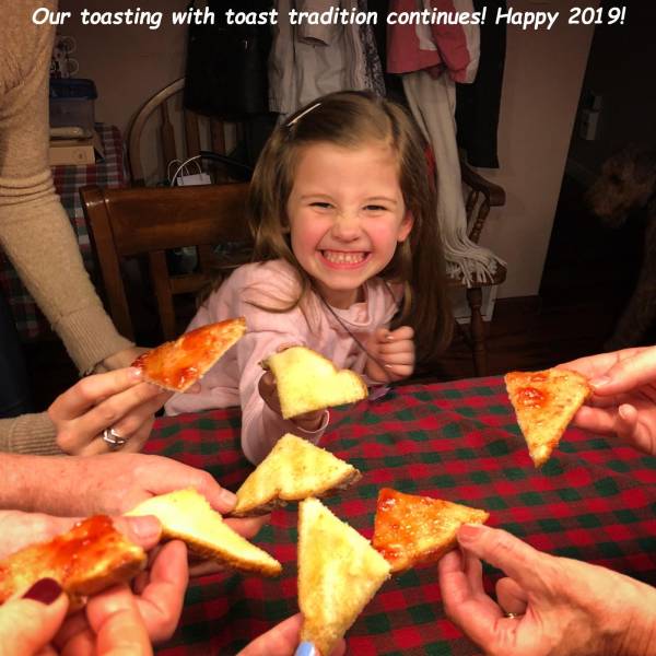eating toast happy - Our toasting with toast tradition continues! Happy 2019!