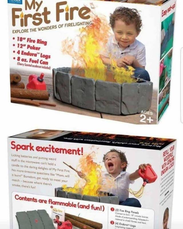 toddler tamers - Explore The Wonders Of Firelighting 18" Fire Ring 12" Poker 4 Endura Logs 8 oz. Fuel Can Cherry Send erit indul Ages Spark excitement! Licking batteries and putting weird stuff in the microwave can't hold candle to the daring lights of My