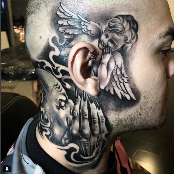 devil and angel tattoo