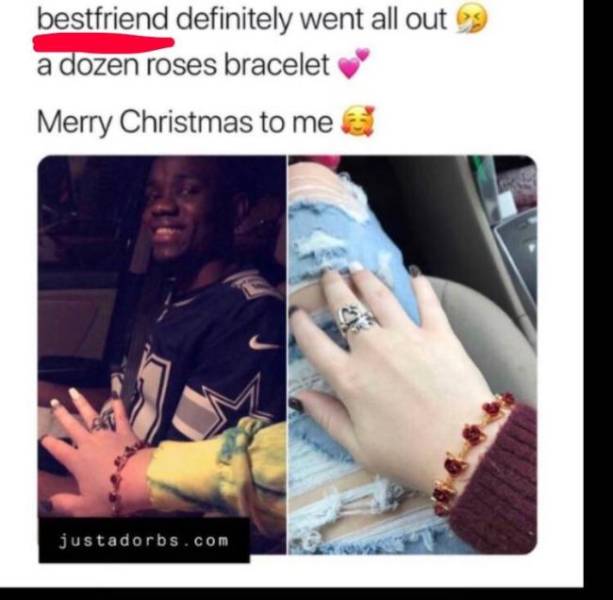 friendzone nail - bestfriend definitely went all out a dozen roses bracelet Merry Christmas to me justadorbs.com