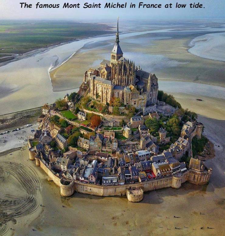 mont saint michel normandy france - The famous Mont Saint Michel in France at low tide.
