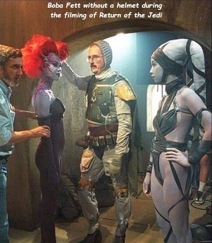 special edition boba fett - Boba Fett without a helmet during the filming of Return of the Jedi