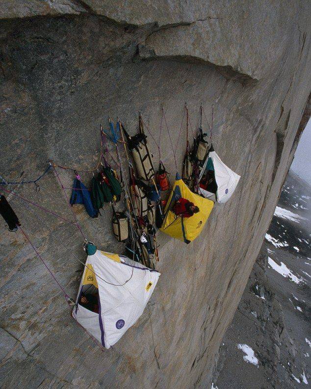 random pics - cliff tent camping