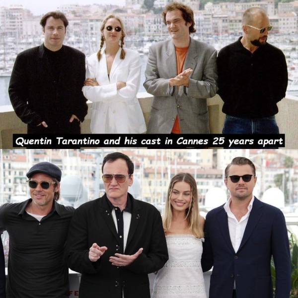 cool meme - Pulp Fiction - Quentin Tarantino and his cast in Cannes 25 years apart