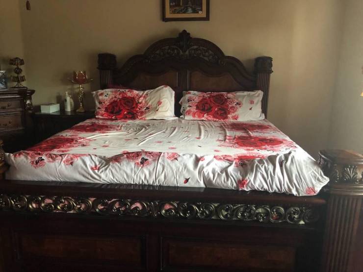 bed sheets that look like a murder scene