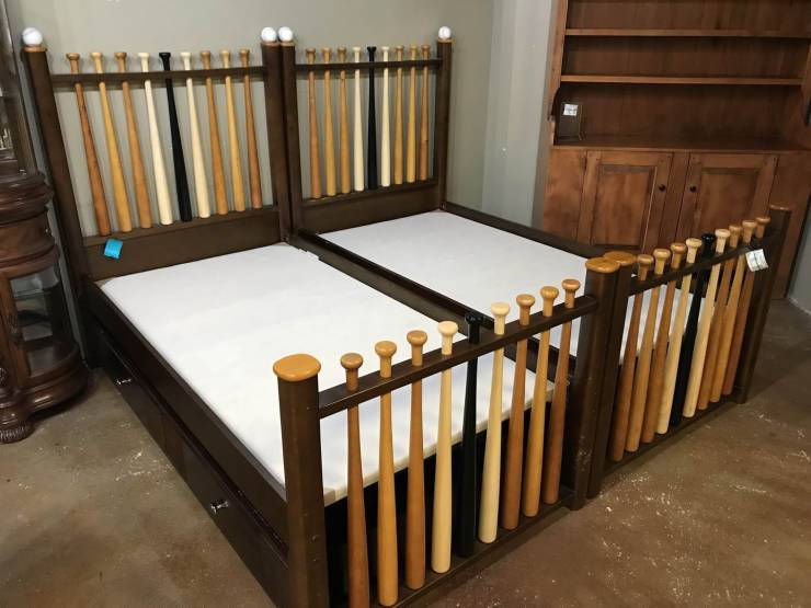 bed frame with baseball bats