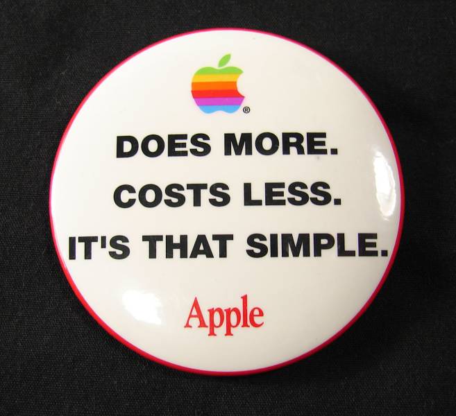 label - Does More. Costs Less. It'S That Simple. Apple