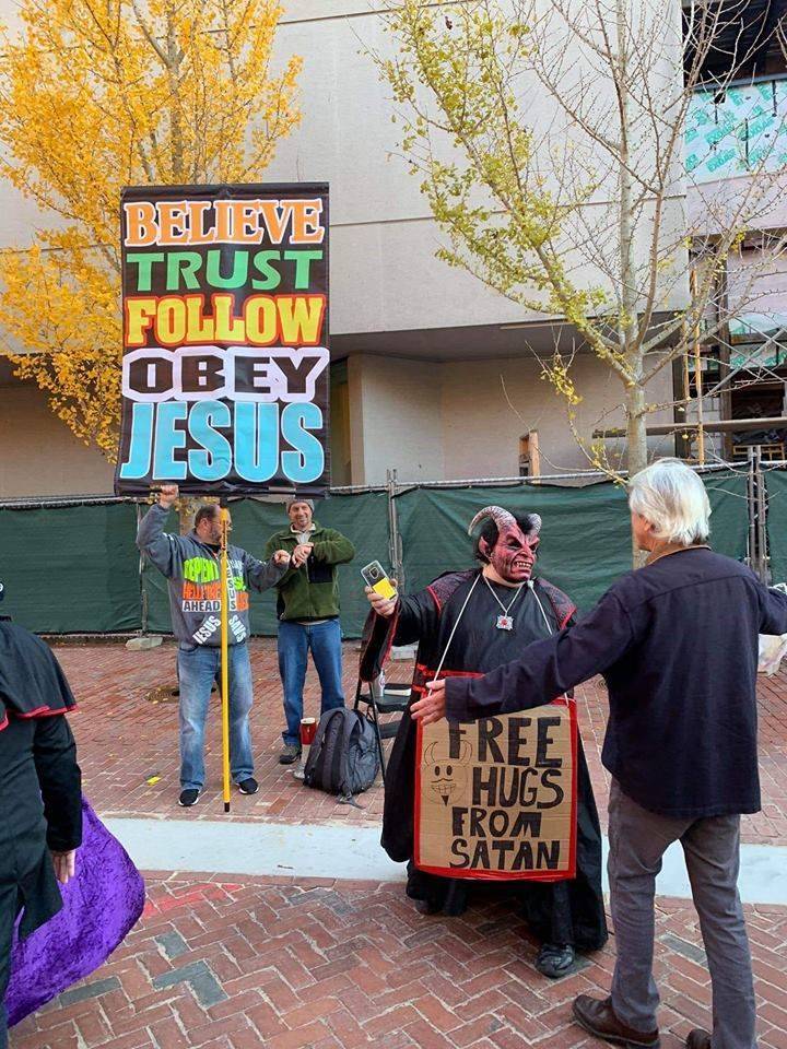free hugs from satan - Believe Trust Obey Ahead Free Hugs Fron Satan