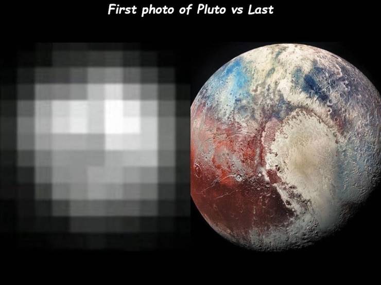 pluto 1994 vs 2018 - First photo of Pluto vs Last
