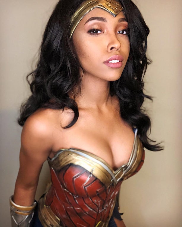 black woman in wonder woman cosplay
