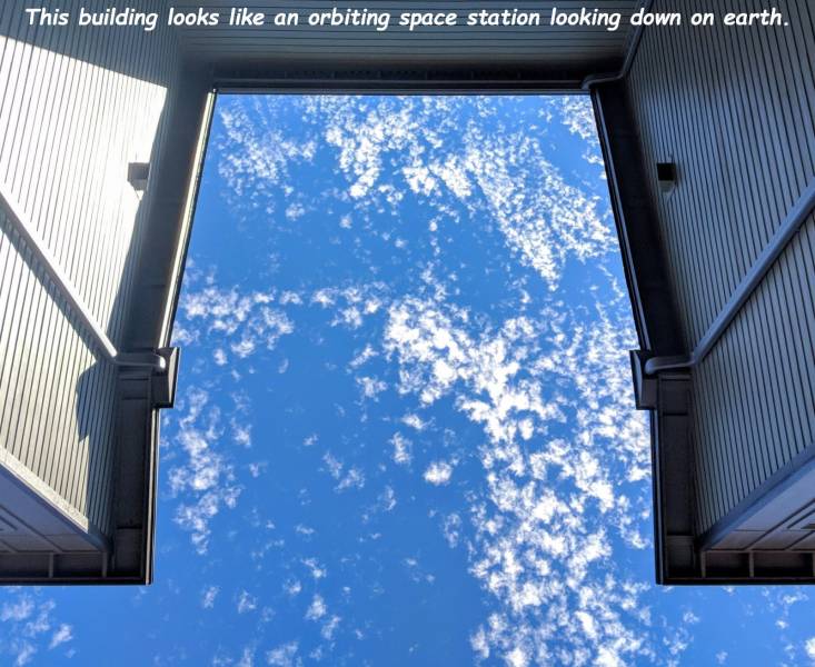 funny pics - sky - This building looks an orbiting space station looking down on earth.