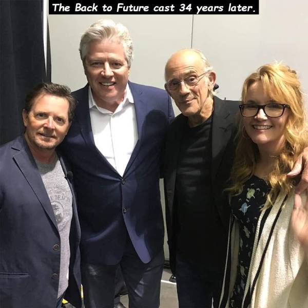 funny pics - back to the future reunion - The Back to Future cast 34 years later.